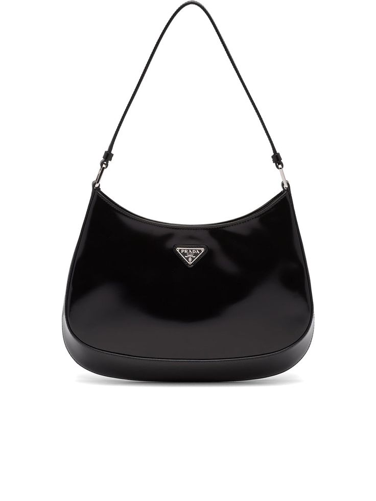 Prada Cleo Shoulder Bag Brushed Leather Black