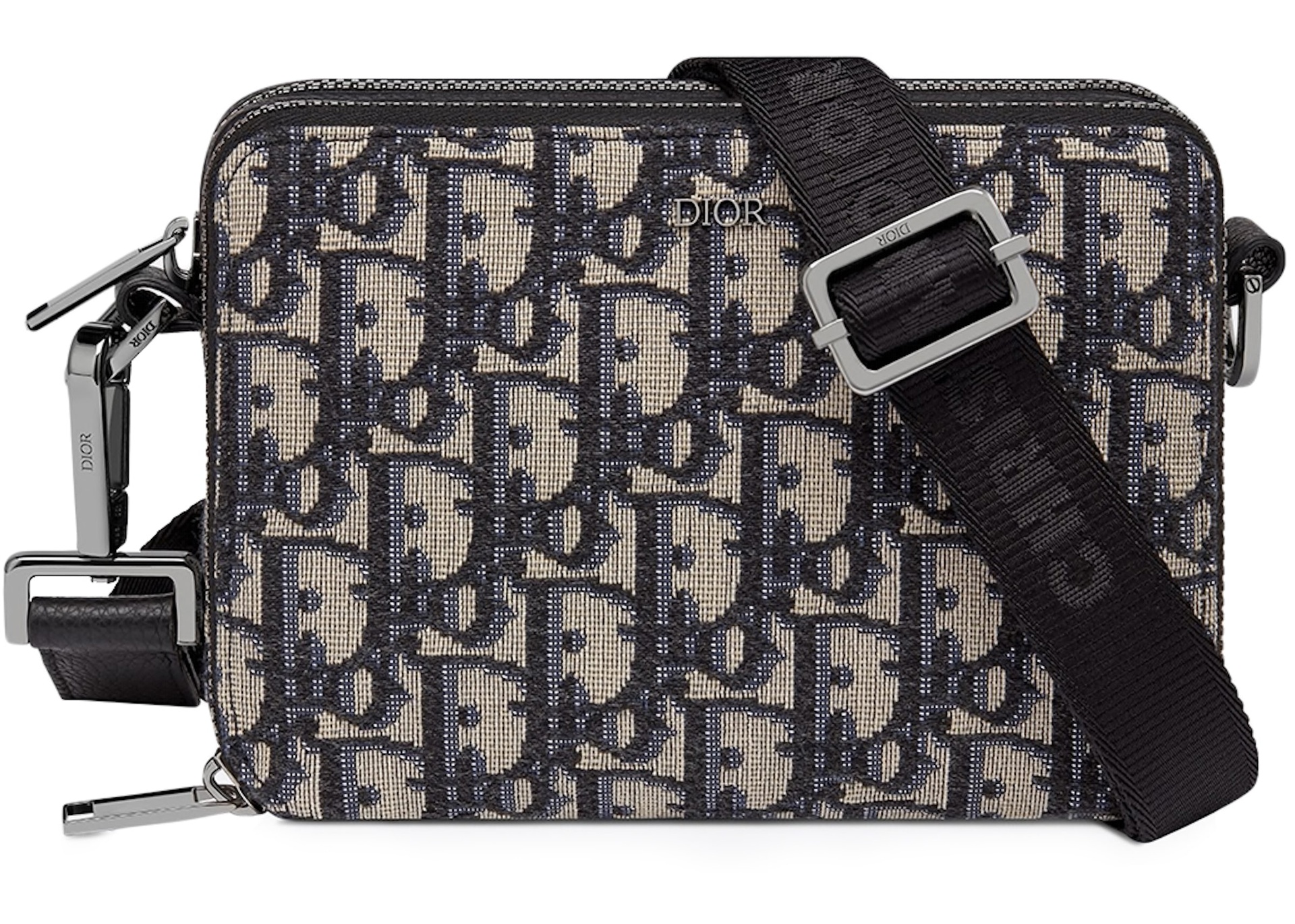Dior Pouch with Shoulder Strap Oblique Jacquard Beige/Black Dior Pouch with Shoulder Strap Oblique Jacquard Beige/Black